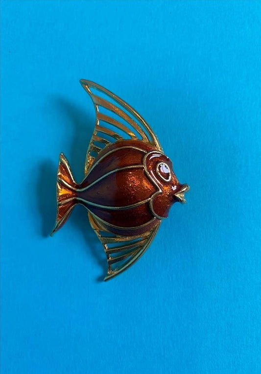 Vintage Gold Plated Goldfish Brooch