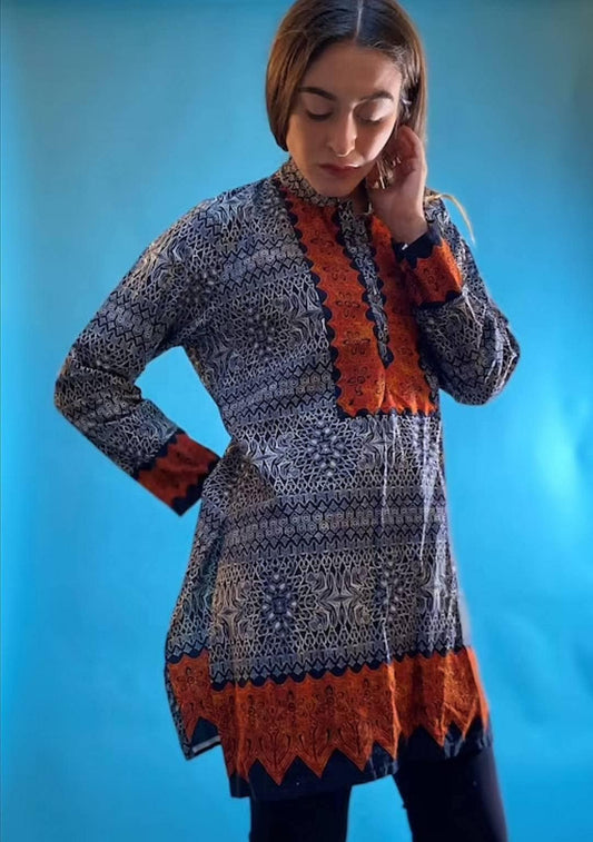 BIBA Paisley Multicolour Tunic Top Kaftan S M