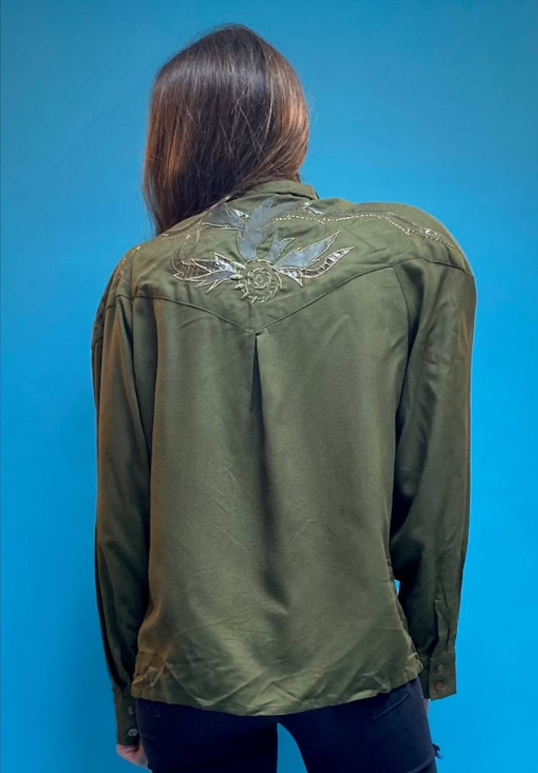 Vintage Green Embroidered Shirt.