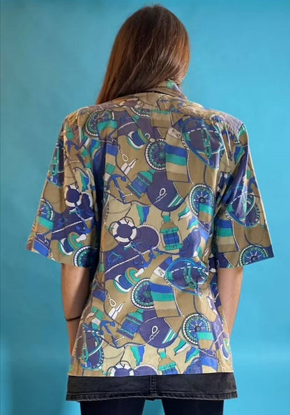 Vintage 80s Nautical Print Shirt.