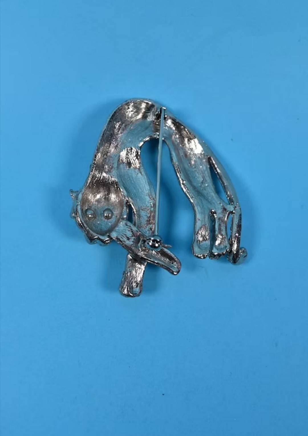 Vintage Silver Plated Cat Brooch