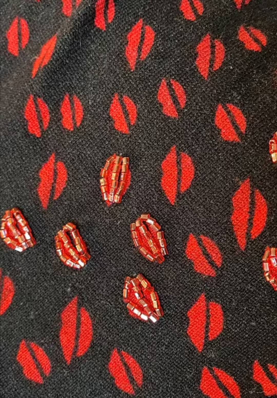 Vintage Guess Lipstick Print Cardigan.