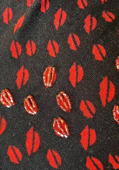 Vintage Guess Lipstick Print Cardigan.