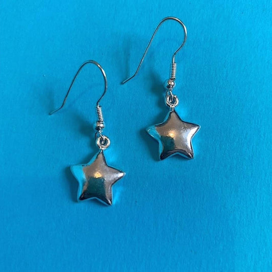 Vintage Silver Plated Star Earrings