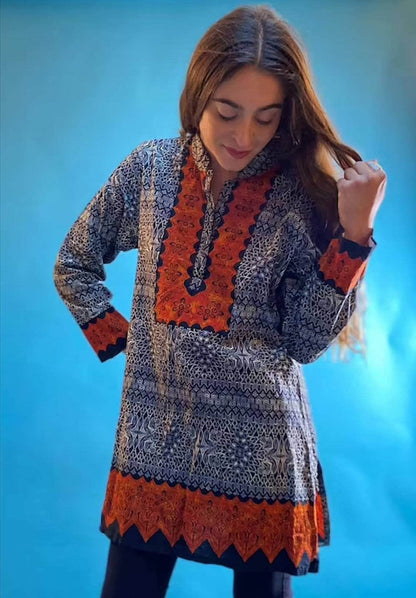 BIBA Paisley Multicolour Tunic Top Kaftan S M