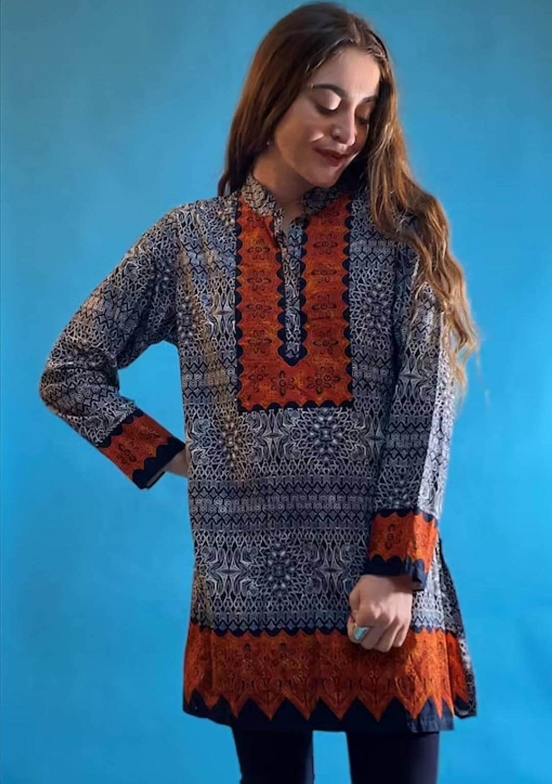 BIBA Paisley Multicolour Tunic Top Kaftan S M