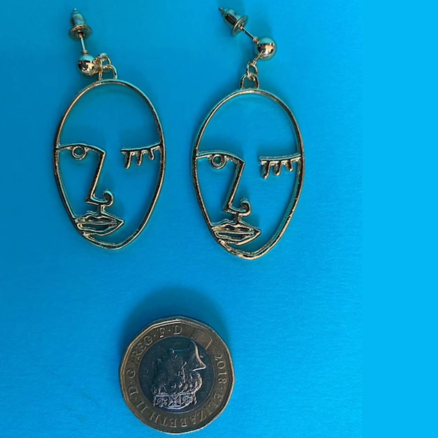 Gold Picasson Face Earrings