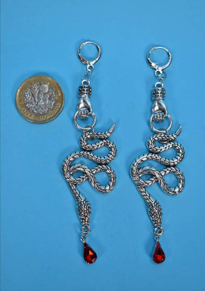 Snake Earrings - Silver