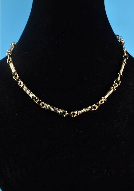 Vintage Gold Plated Rope Link Necklace