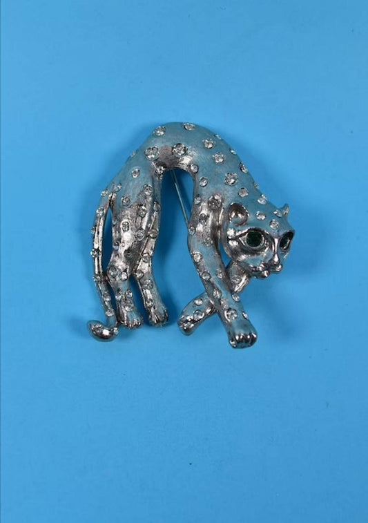 Vintage Silver Plated Cat Brooch