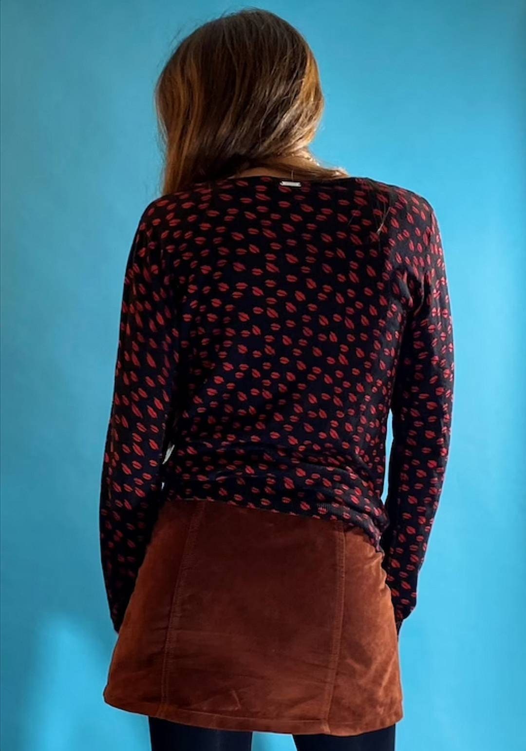 Vintage Guess Lipstick Print Cardigan.