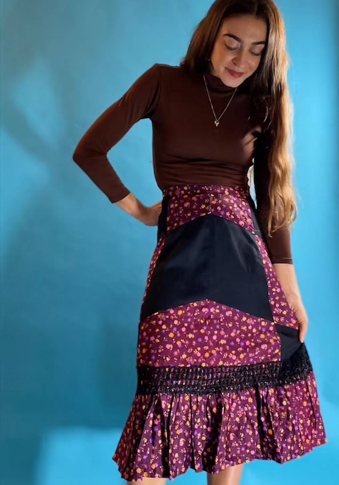 Vintage Paisley Patchwork Skirt.