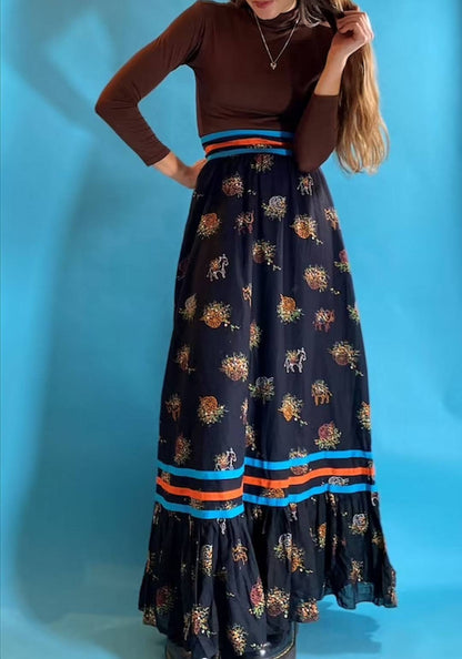 Vintage Folk Maxi Skirt.
