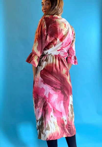 Vintage 70s Floral Pink Dress.