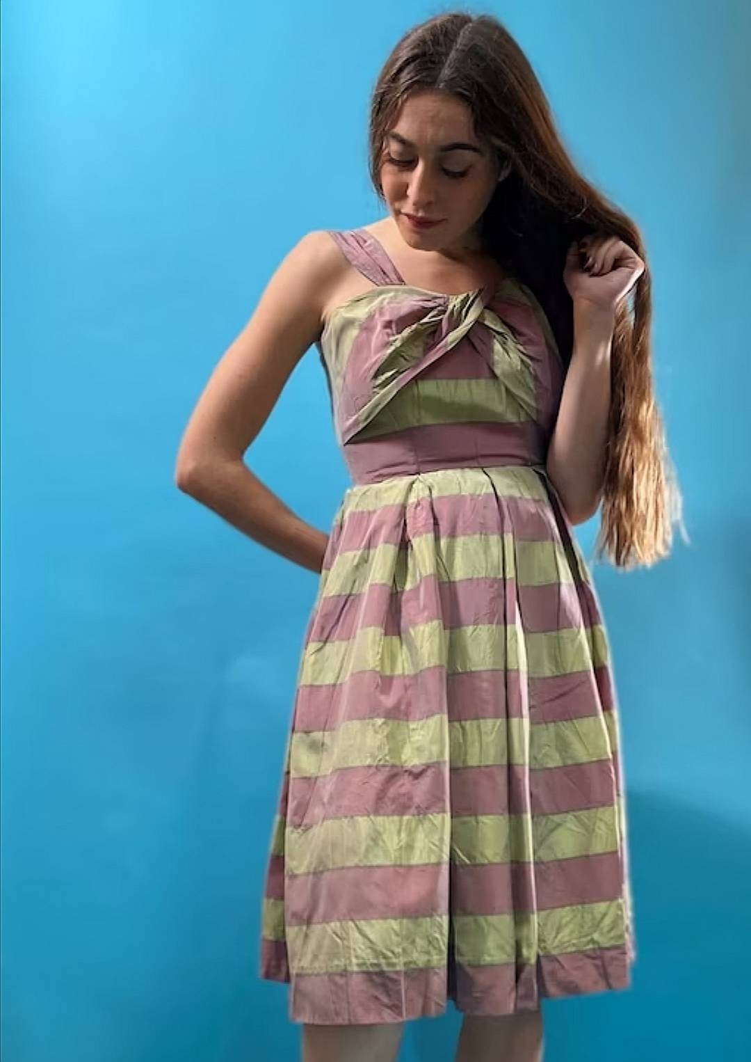 Vintage Revival 50s Striped Taffeta Dress.