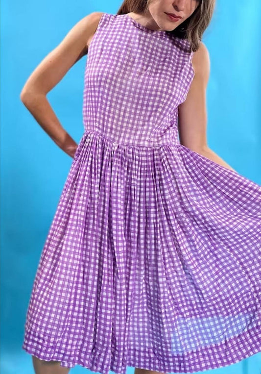 Vintage Revival 1950 Purple Checked Dress.