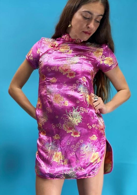 Vintage Pink Chinoiserie Jacquard Dress.