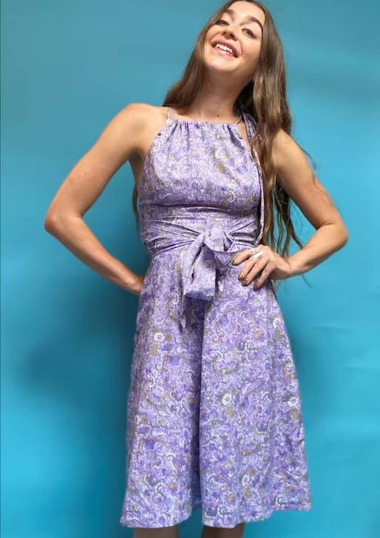 Vintage Paisley and Floral Printed Halterneck Dress.