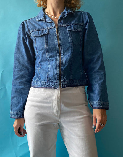 Y2K Petite Denim Biker Style Jacket.