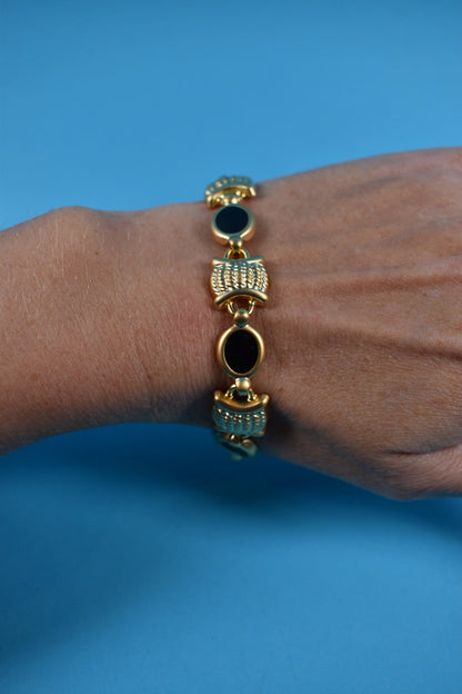 Vintage 90s Gold and Black Bracelet