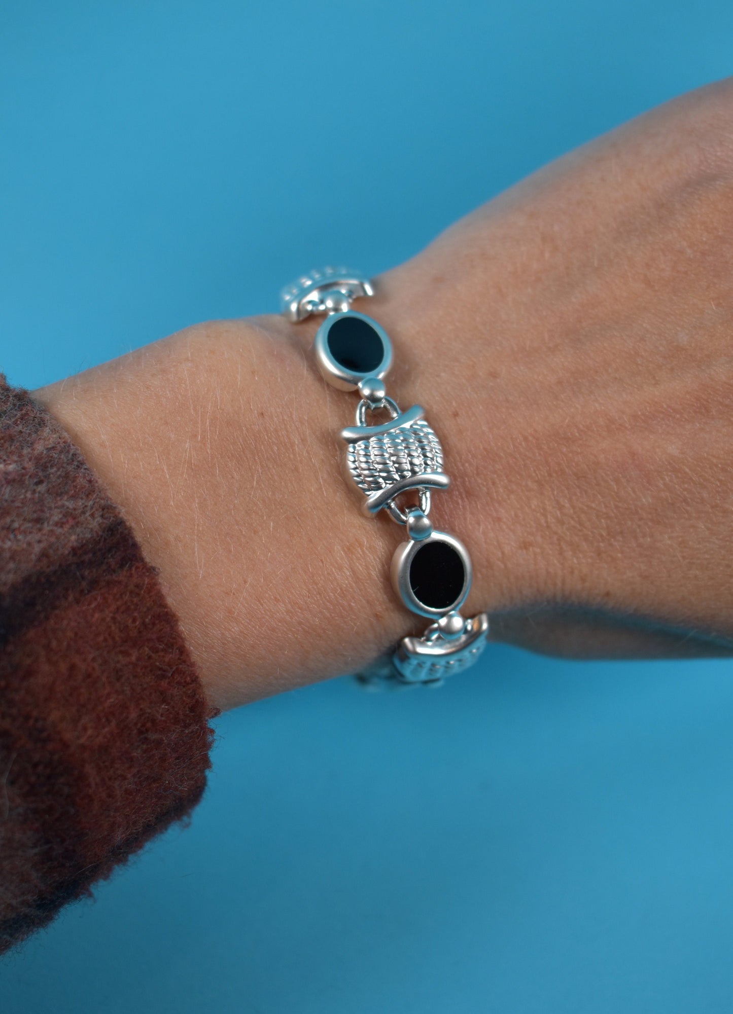 Vintage 90s Silver and Black Bracelet