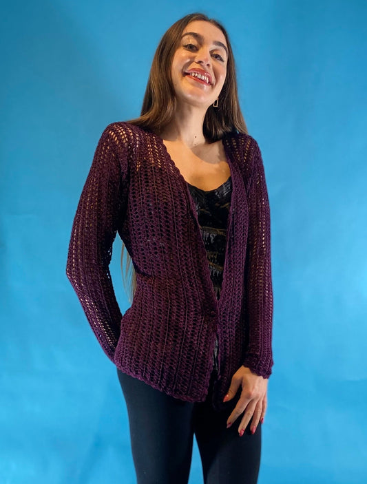 Vintage Y2K Crochet Cardigan Top.