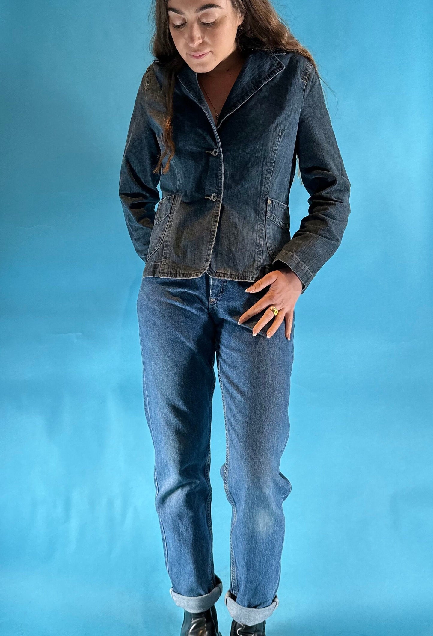 Vintage Lee 1980s High Waisted 'Mom' Tapered Denim Jeans.