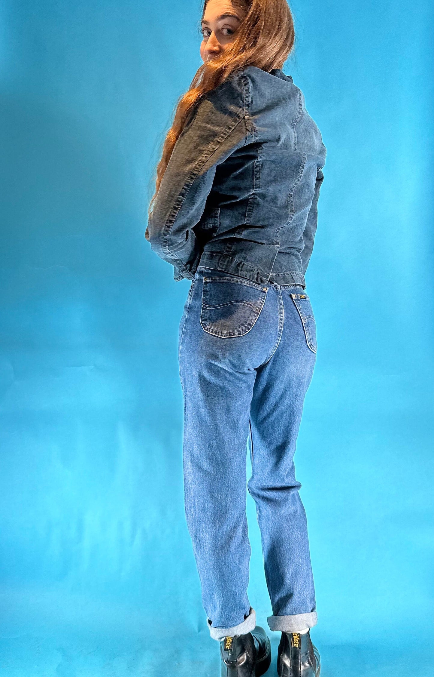 Vintage Lee 1980s High Waisted 'Mom' Tapered Denim Jeans.