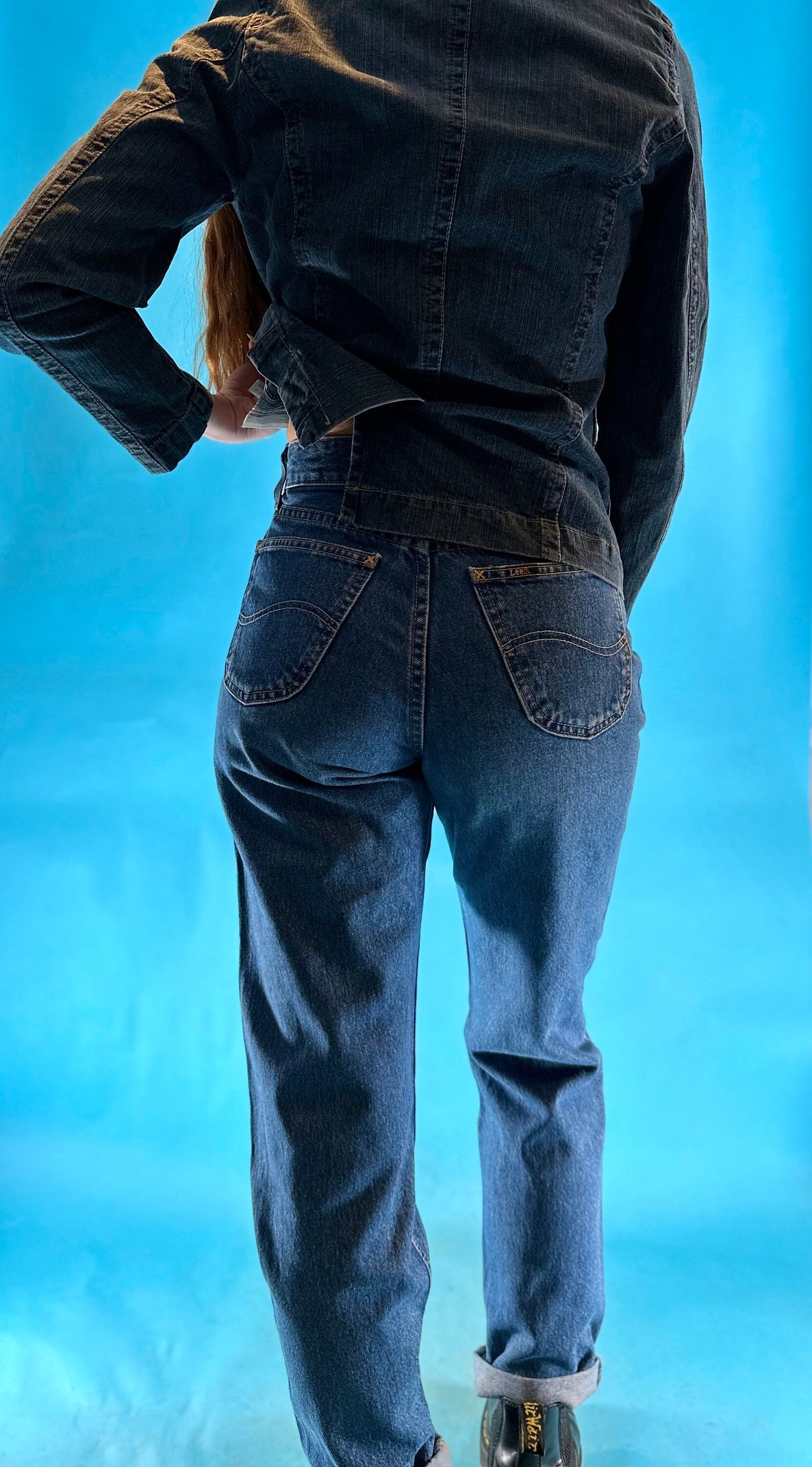 Vintage Lee 1980s High Waisted 'Mom' Tapered Denim Jeans.