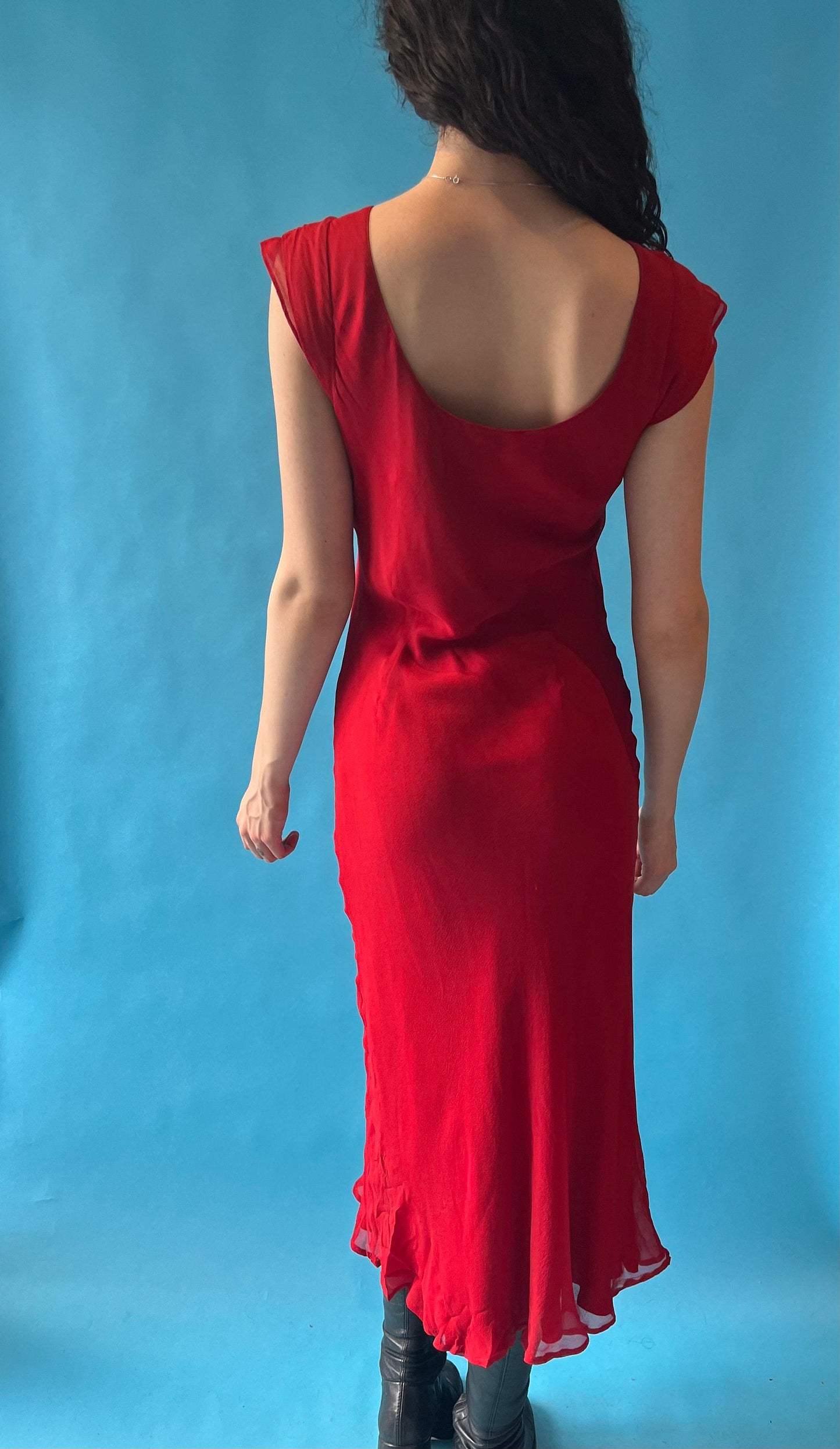 Vintage 1990s Hobbs Size M Classic Evening Dress in Red.