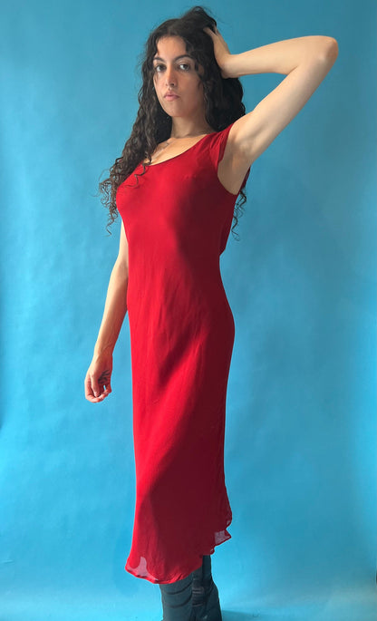 Vintage 1990s Hobbs Size M Classic Evening Dress in Red.