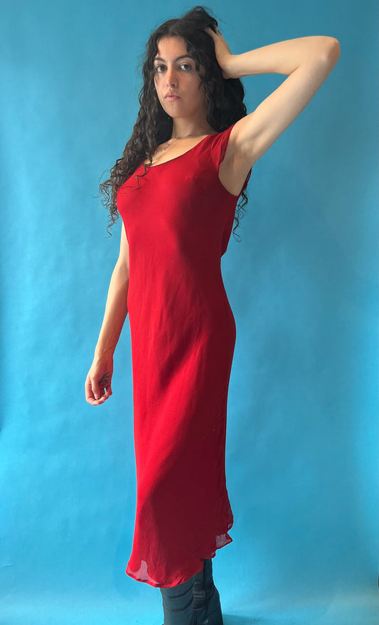 Vintage 1990s Hobbs Size M Classic Evening Dress in Red.