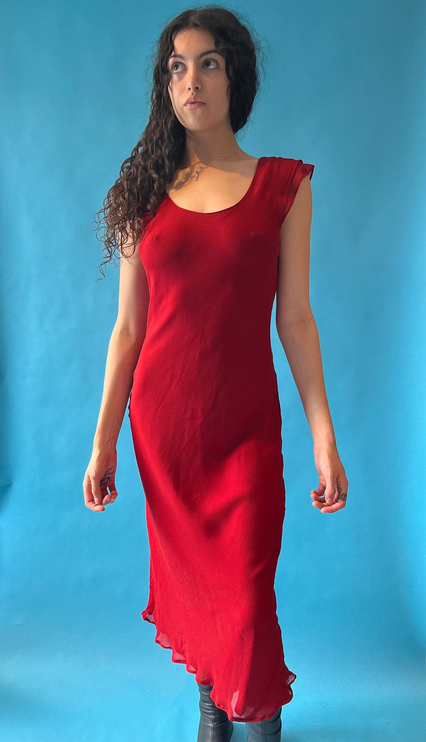 Vintage 1990s Hobbs Size M Classic Evening Dress in Red.