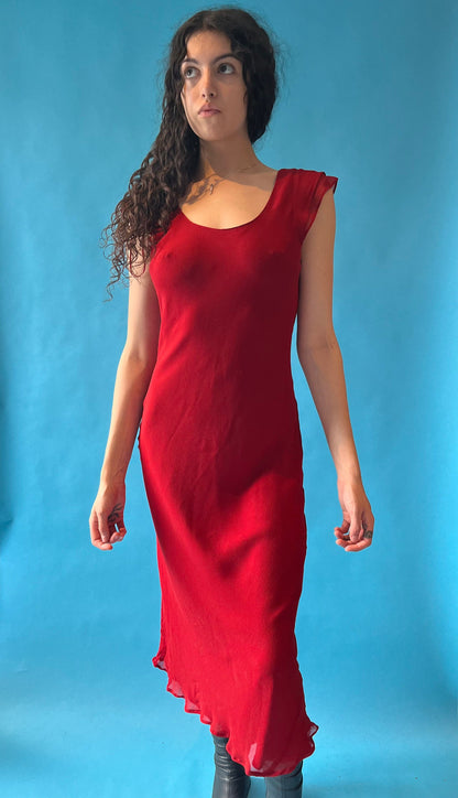 Vintage 1990s Hobbs Size M Classic Evening Dress in Red.