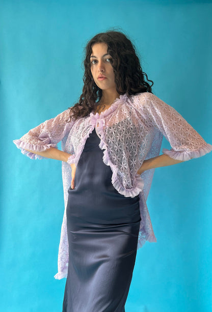 Vintage 1960s One Size Lace Chemise in Lilac.