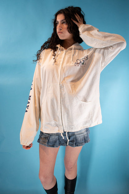 Vintage 1990s Size L Costa Maya Mexico Jacket in White.