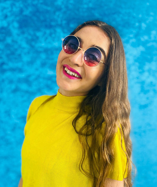 John Lennon Round 90s Sunglasses - Pink & Blue Ombre