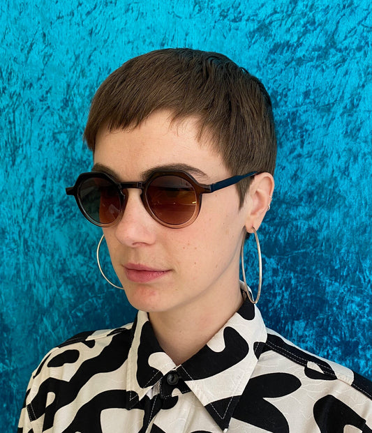 Vintage Hexagonal Shape Sunglasses - Brown & Clear