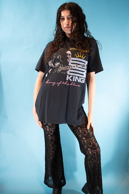 Vintage BB King Graphic Printed Band T-Shirt in Dark Grey.