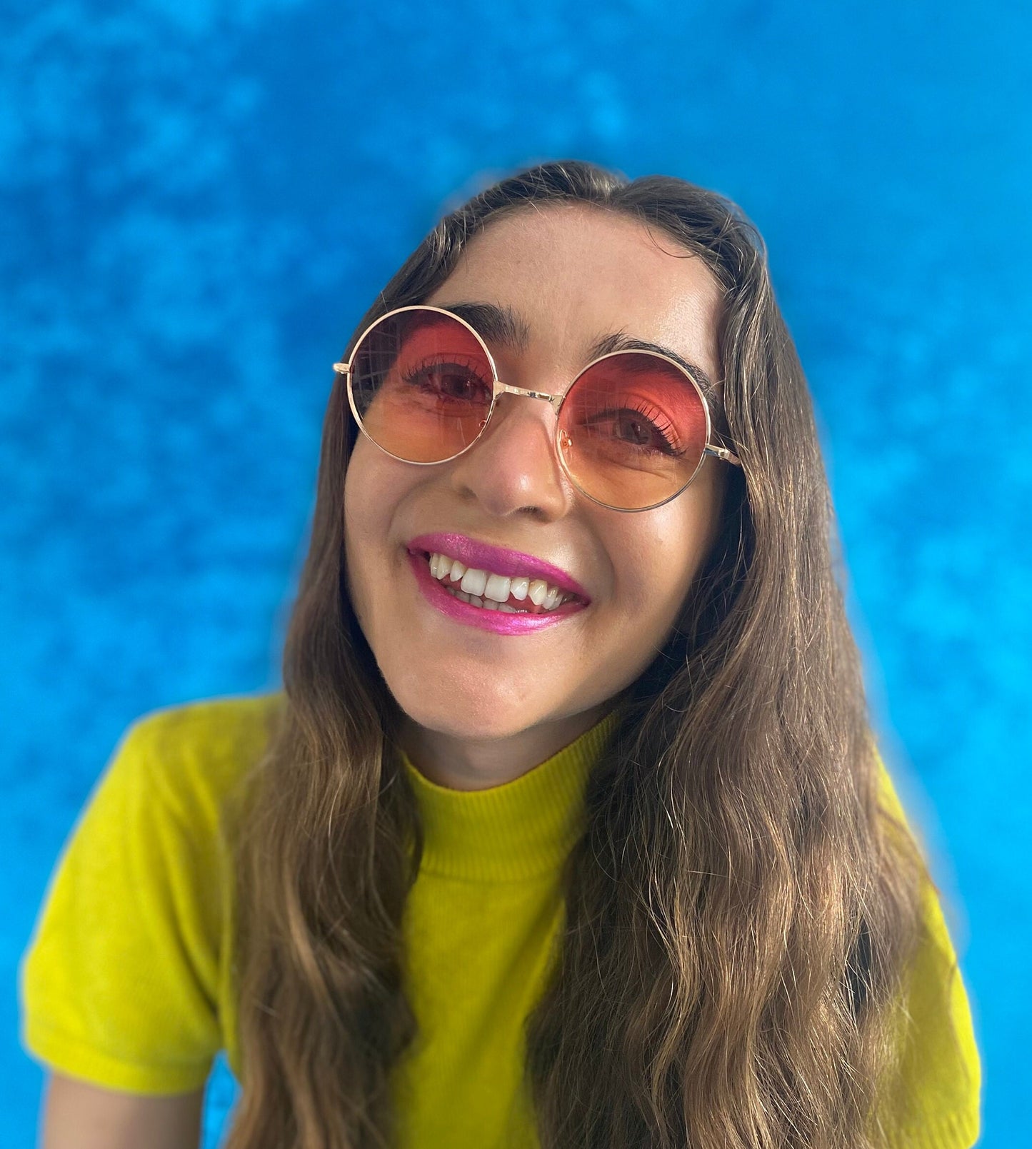 John Lennon Round 90s Sunglasses - Yellow & Red Ombre