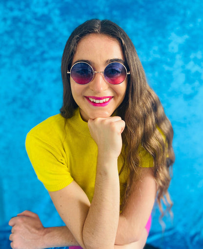 John Lennon Round 90s Sunglasses - Pink & Blue Ombre