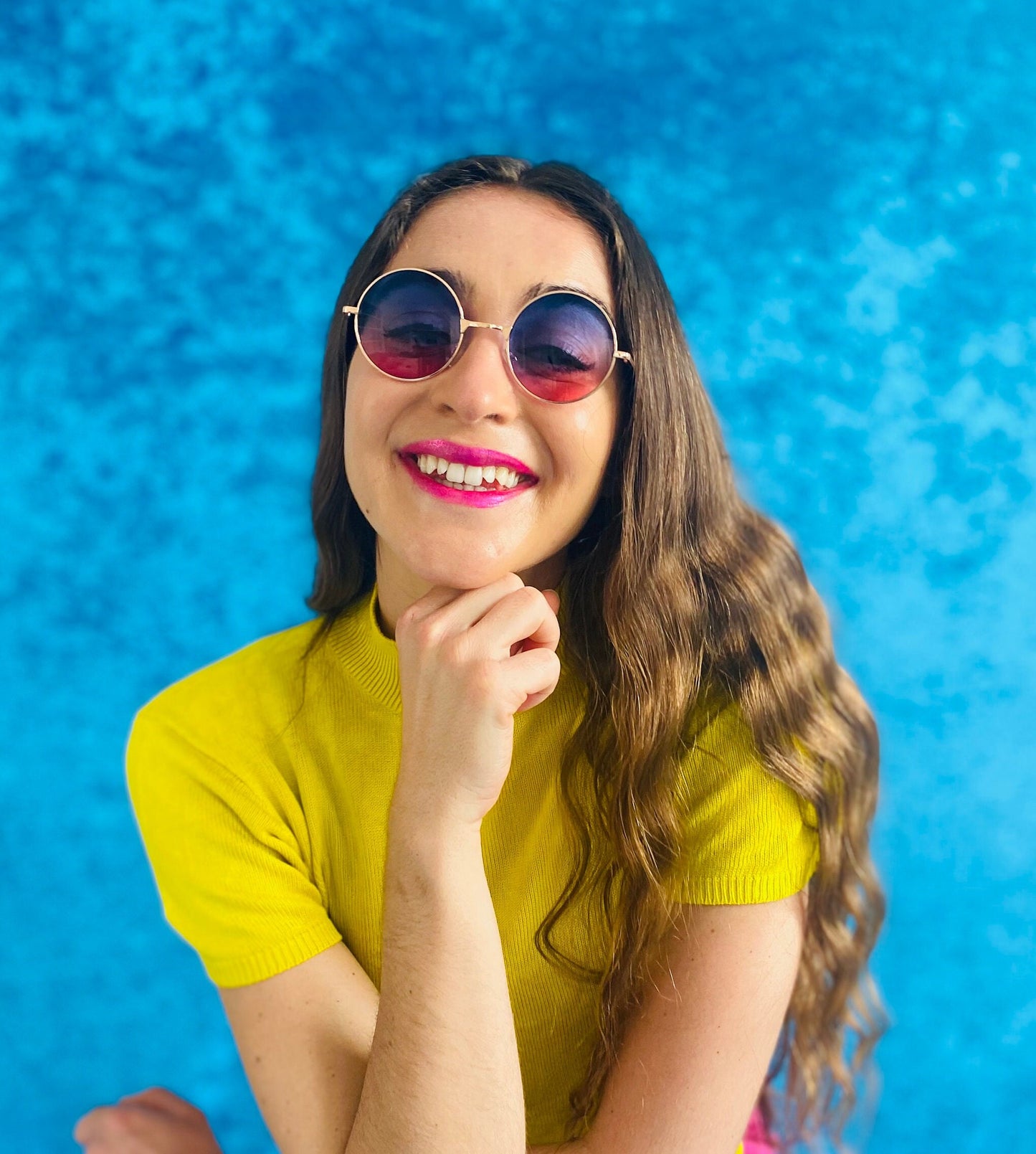 John Lennon Round 90s Sunglasses - Pink & Blue Ombre