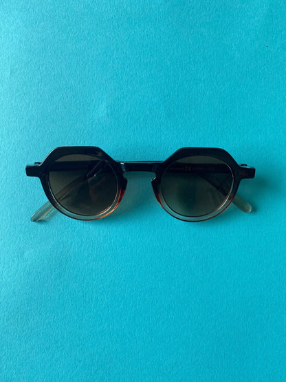 Vintage Hexagonal Shape Sunglasses - Brown & Clear