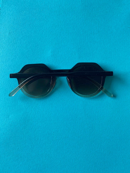 Vintage Hexagonal Shape Sunglasses - Brown & Clear