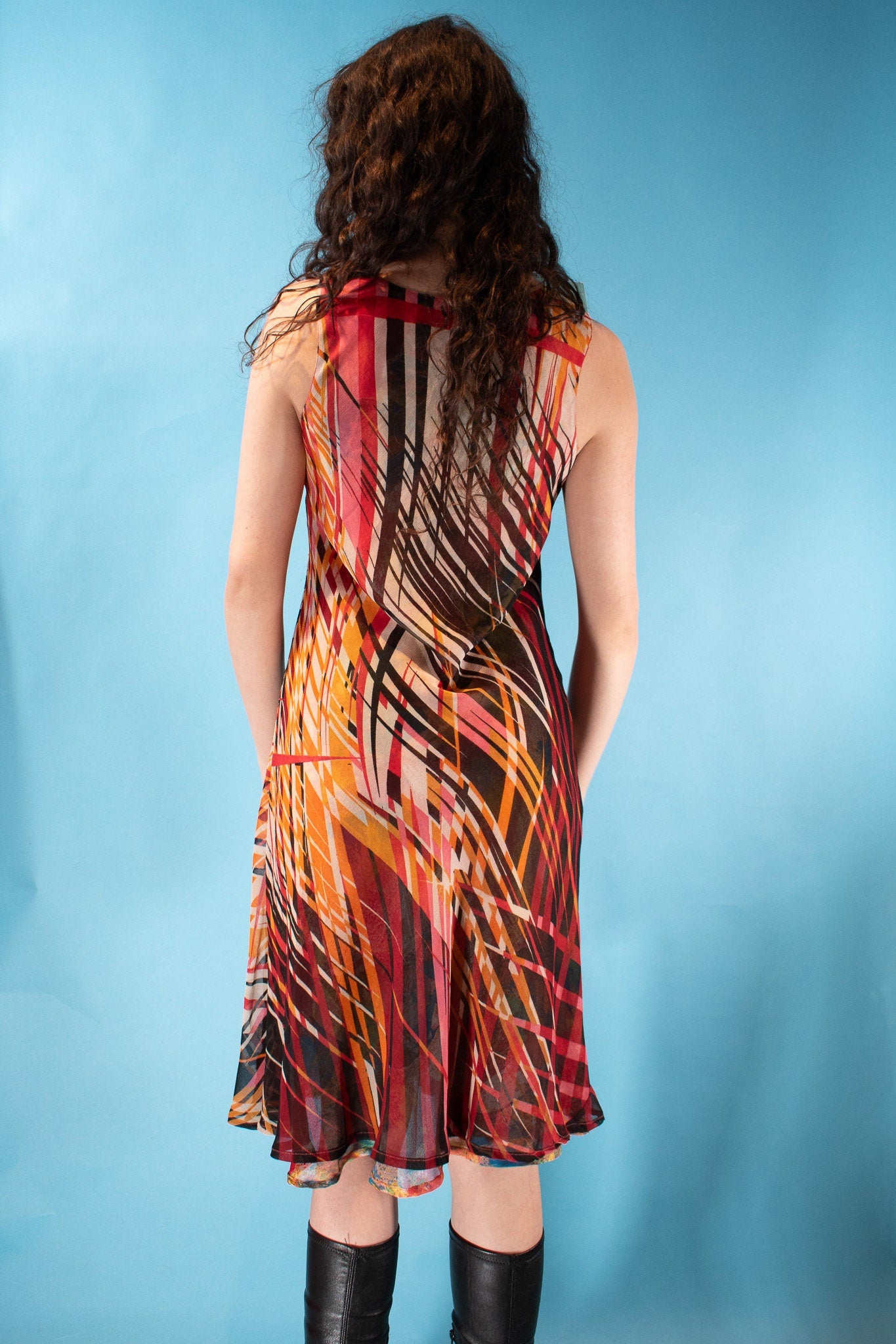 Vintage Size M 1980s Reversible Abstract Printed Dress in Multicolour.