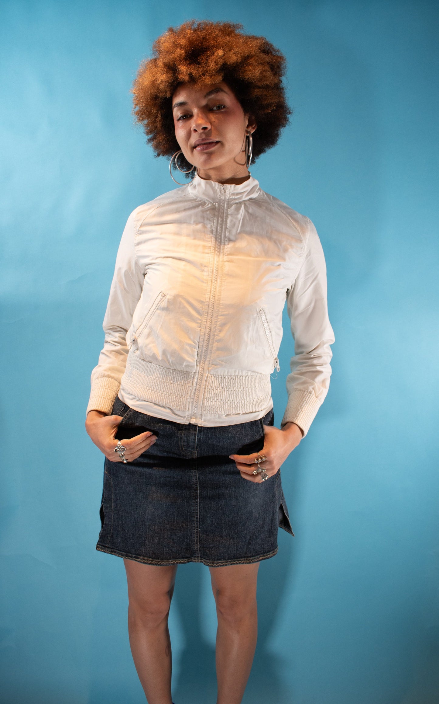 Vintage Y2K S Firetrap Embroidered Track Jacket in White.