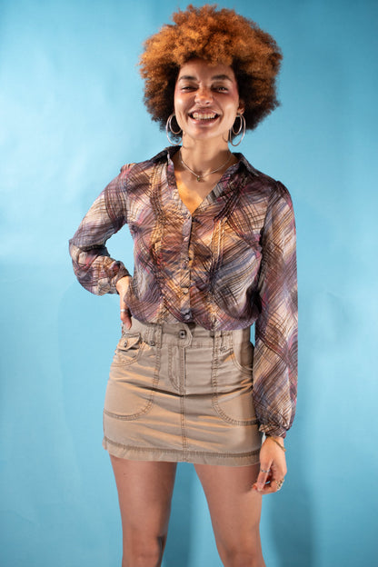 Vintage Y2K S Cargo Mini Skirt in Beige.