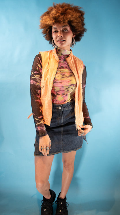 Vintage Y2K M Cargo Style Waistcoat in Orange.