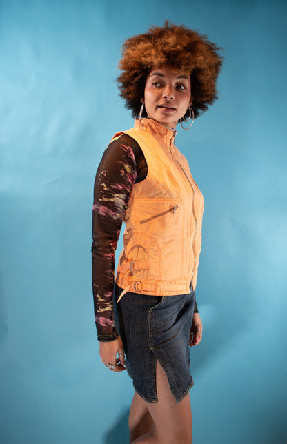 Vintage Y2K M Cargo Style Waistcoat in Orange.