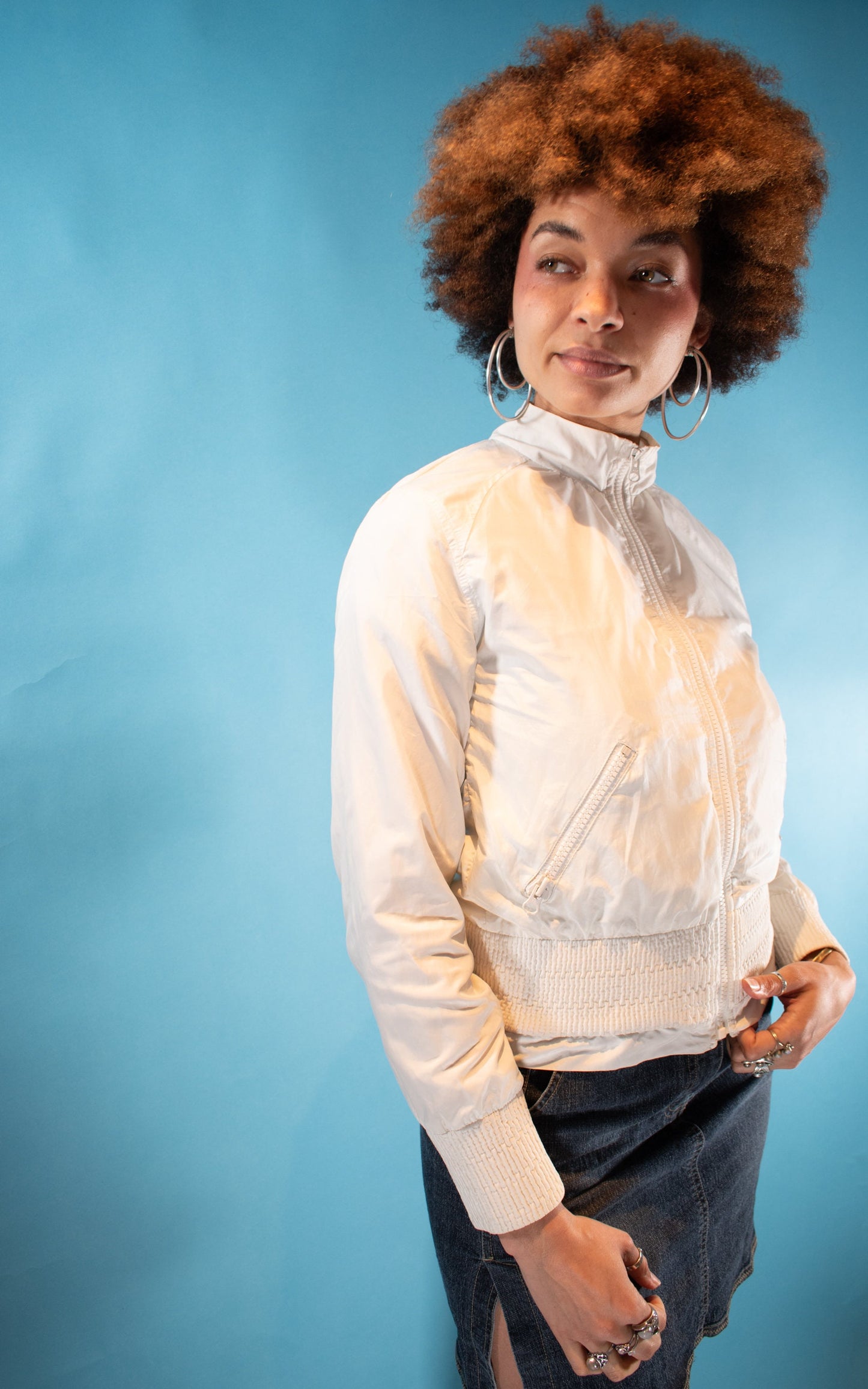 Vintage Y2K S Firetrap Embroidered Track Jacket in White.